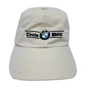 Circle BMW Hat Cap Beige Strapback Dealer Auto Car German Retro Vintage